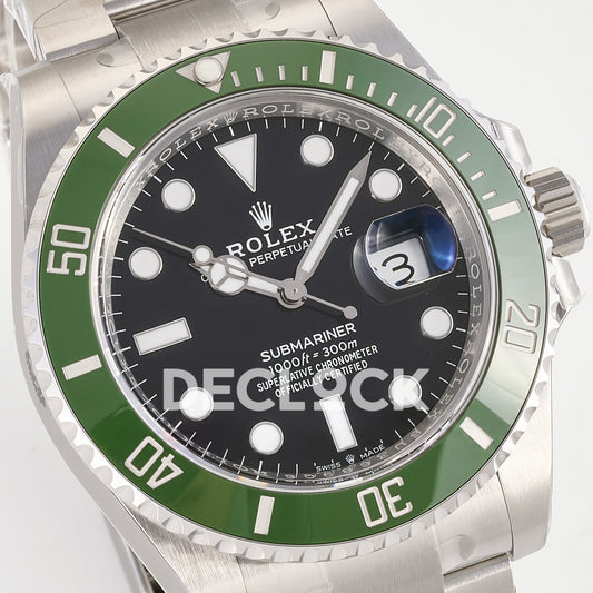 Rolex Submariner 41mm 126610LV RWF MK2 Kermit Black Dial JH3235 Free Sprung replica - dial angle left
