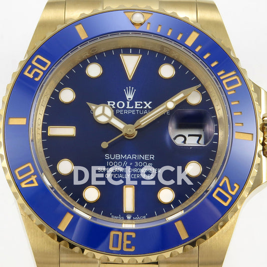 Rolex Submariner 126618LB 41mm QF Yellow Gold Blue Dial QF3235 replica - dial closeup