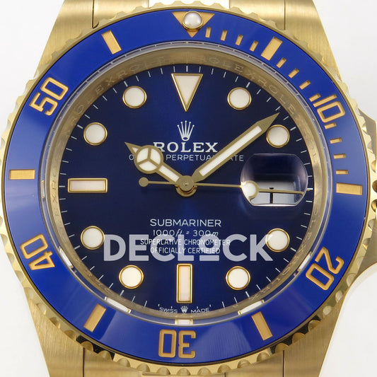 Rolex Submariner 41mm 126618LB QF Blue Dial Yellow Gold JH3235 Free Sprung replica - dial closeup