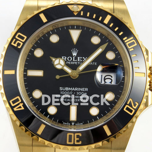 Rolex Submariner 41mm 126618LN VF Yellow Gold Black Dial DD3135 replica - dial closeup