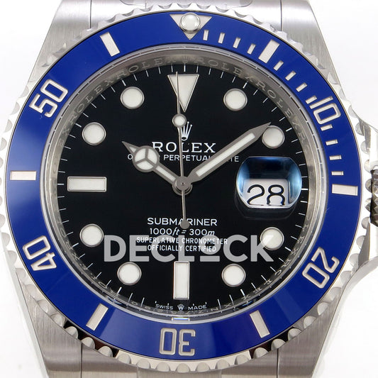 Rolex Submariner 41mm 126619LB Gold Maker Black Dial Blue Bezel JH3235 Free Sprung replica - dial closeup