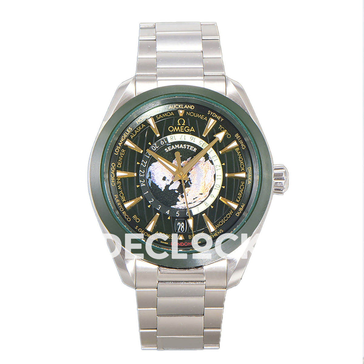 Omega Aqua Terra 150M 43mm Worldtimer 24 Green Dial on SS Bracelet