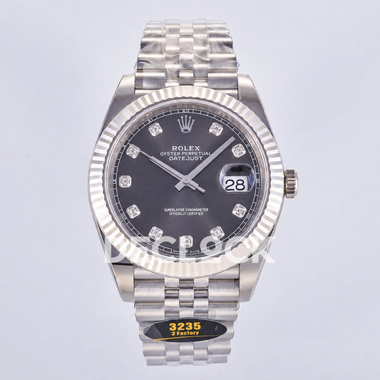 Rolex Datejust 41 126334 Grey Diamond Dial Jubilee JF JH3235 Free Sprung