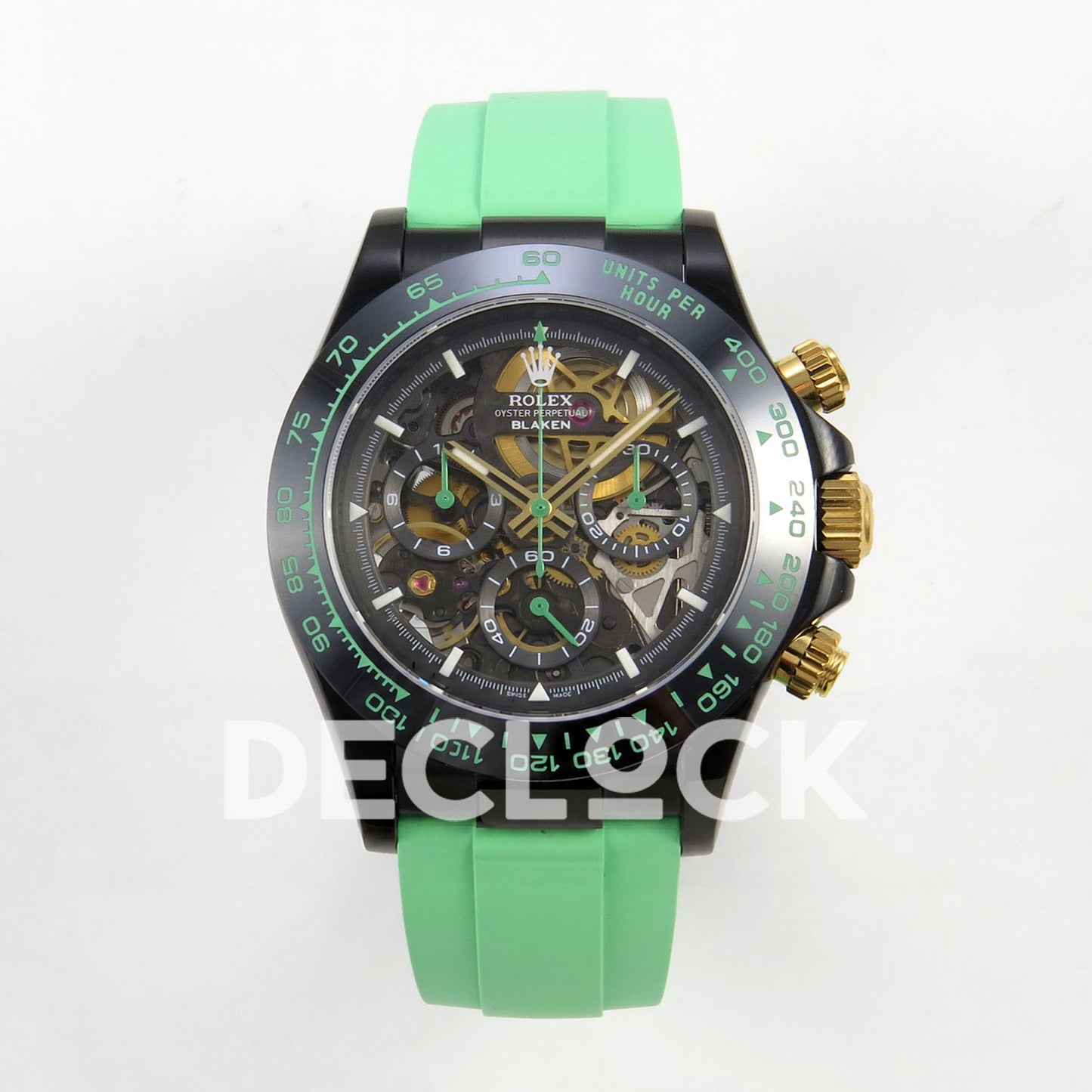 Rolex Daytona Blacken Ceramic Custom PVD SONIC Green Rubber SA4130