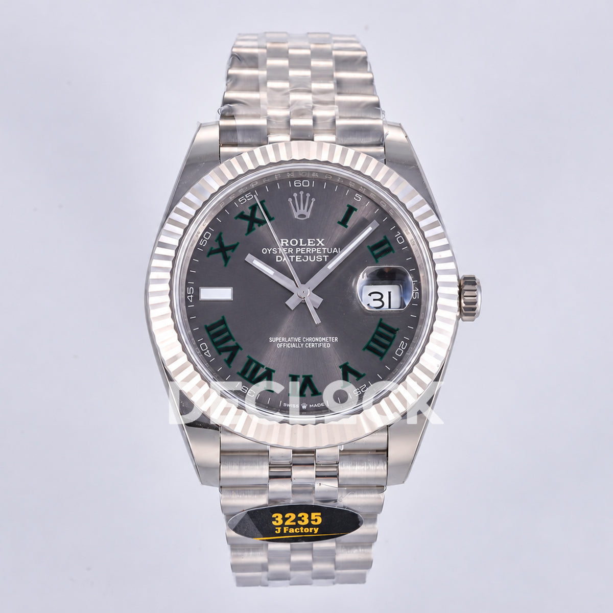 Rolex Datejust 41 126334 Wimbledon Grey Green Roman Dial Jubilee JF JH3235 Free Sprung