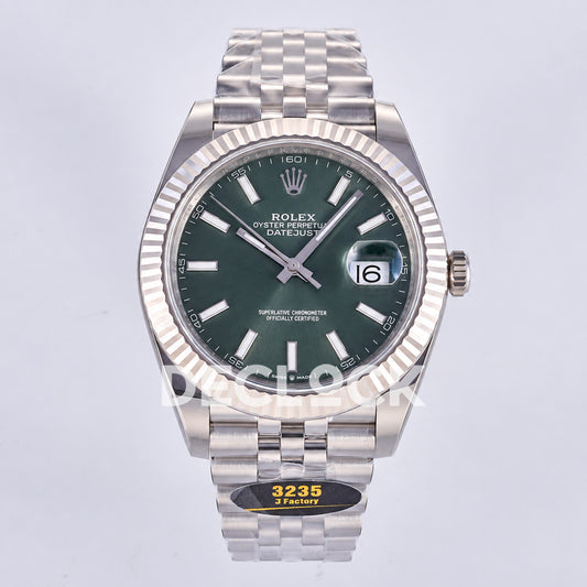 Rolex Datejust 41 126334 Green Stick Dial Jubilee JF JH3235 Free Sprung