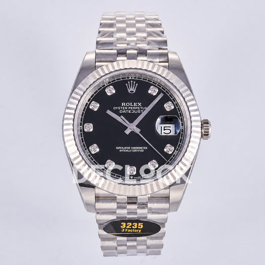 Rolex Datejust 41 126334 Black Diamond Dial Jubilee JF JH3235 Free Sprung