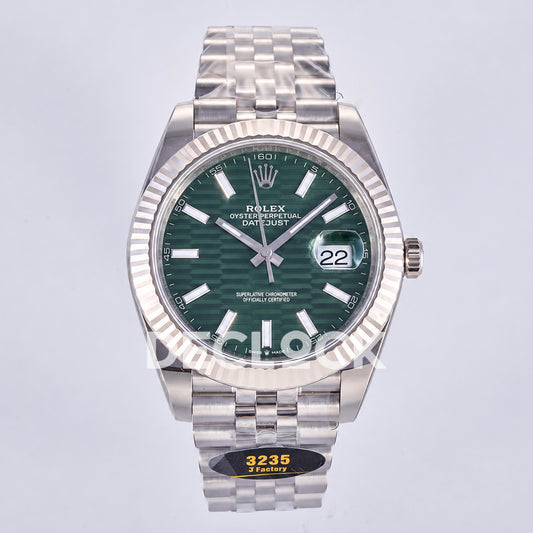Rolex Datejust 41 126334 Green Textured Stick Dial Jubilee JF JH3235 Free Sprung