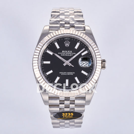Rolex Datejust 41 126334 Black Stick Dial Jubilee JF JH3235 Free Sprung