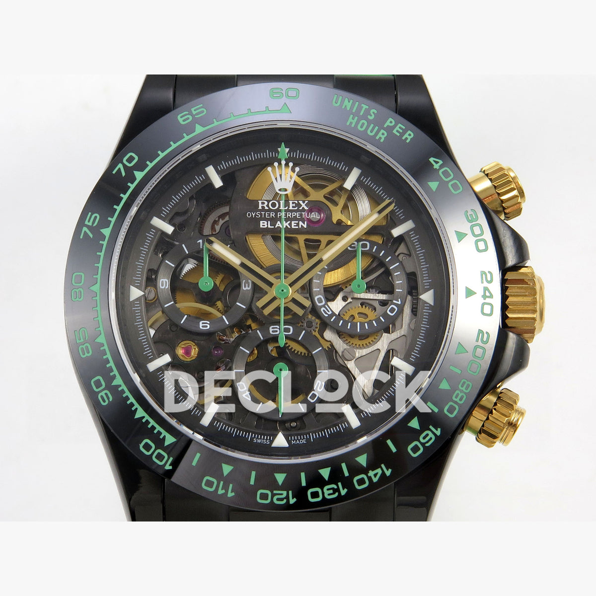 Rolex Daytona Blacken Ceramic Custom PVD SONIC Green Rubber SA4130