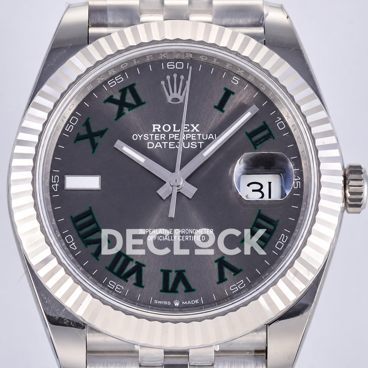 Rolex Datejust 41 126334 Wimbledon Grey Green Roman Dial Jubilee JF JH3235 Free Sprung