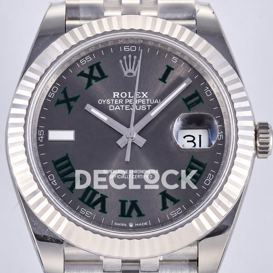 Rolex Datejust 41 126334 Wimbledon Grey Green Roman Dial Jubilee JF JH3235 Free Sprung