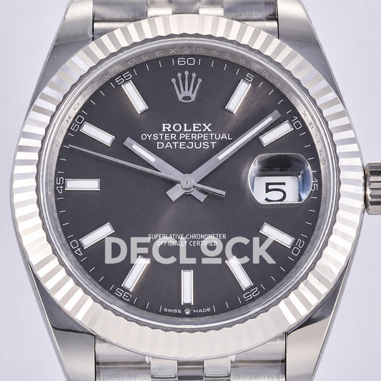Rolex Datejust 41 126334 Grey Stick Dial Jubilee JF JH3235 Free Sprung