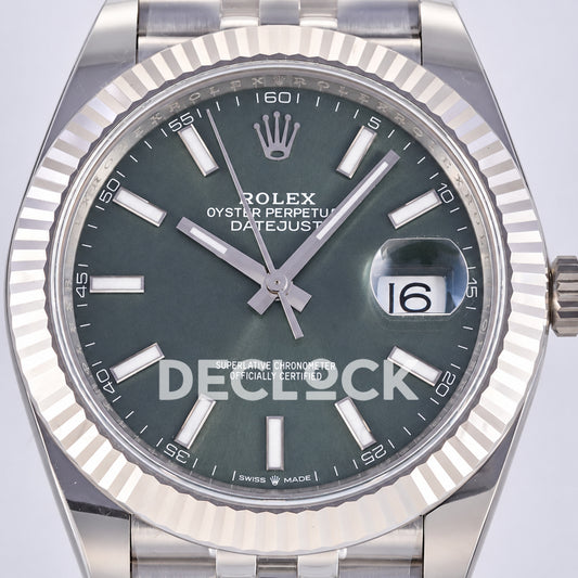 Rolex Datejust 41 126334 Green Stick Dial Jubilee JF JH3235 Free Sprung