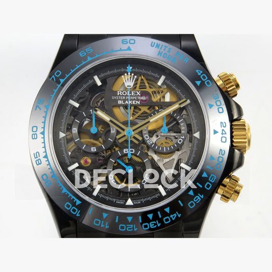Rolex Daytona Blacken Ceramic Custom PVD SONIC Blue Rubber SA4130