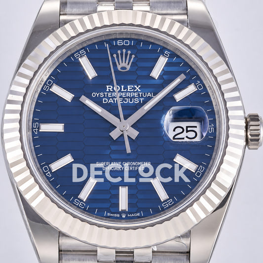Rolex Datejust 41 126334 Blue Textured Stick Dial Jubilee JF JH3235 Free Sprung