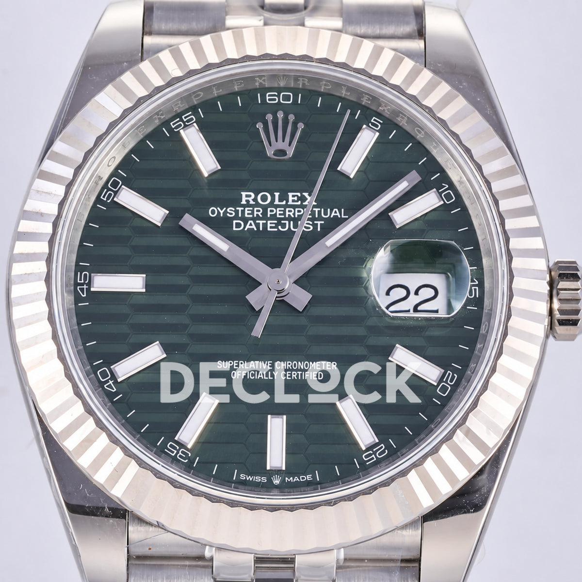 Rolex Datejust 41 126334 Green Textured Stick Dial Jubilee JF JH3235 Free Sprung