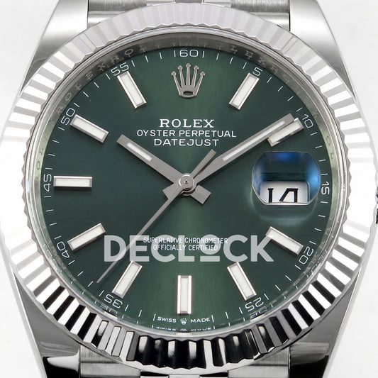Rolex Datejust 41 126334 Green Stick Dial Jubilee Clean Plus JH3235 Free Sprung