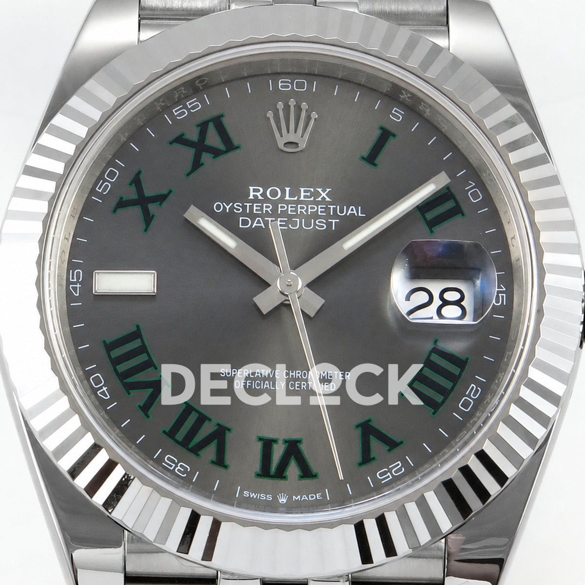 Rolex Datejust 41 126334 Wimbledon Grey Green Roman Dial Jubilee ERF JH3235 Free Sprung