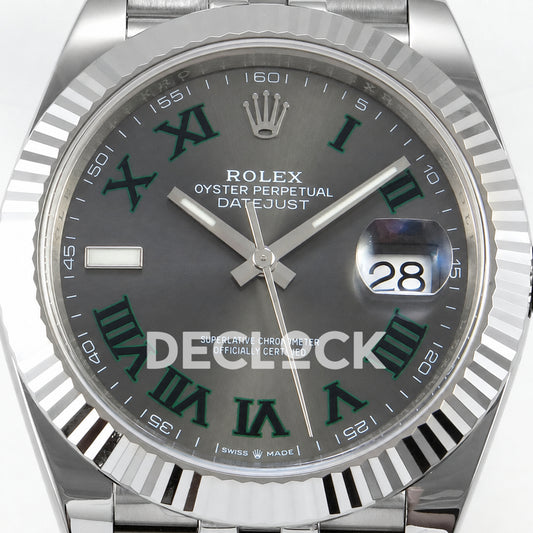 Rolex Datejust 41 126334 Wimbledon Grey Green Roman Dial Jubilee ERF JH3235 Free Sprung