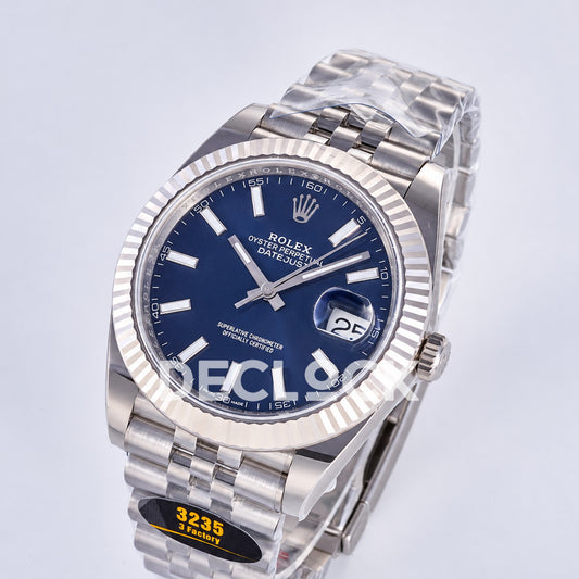 Rolex Datejust 41 126334 Blue Stick Dial Jubilee JF JH3235 Free Sprung