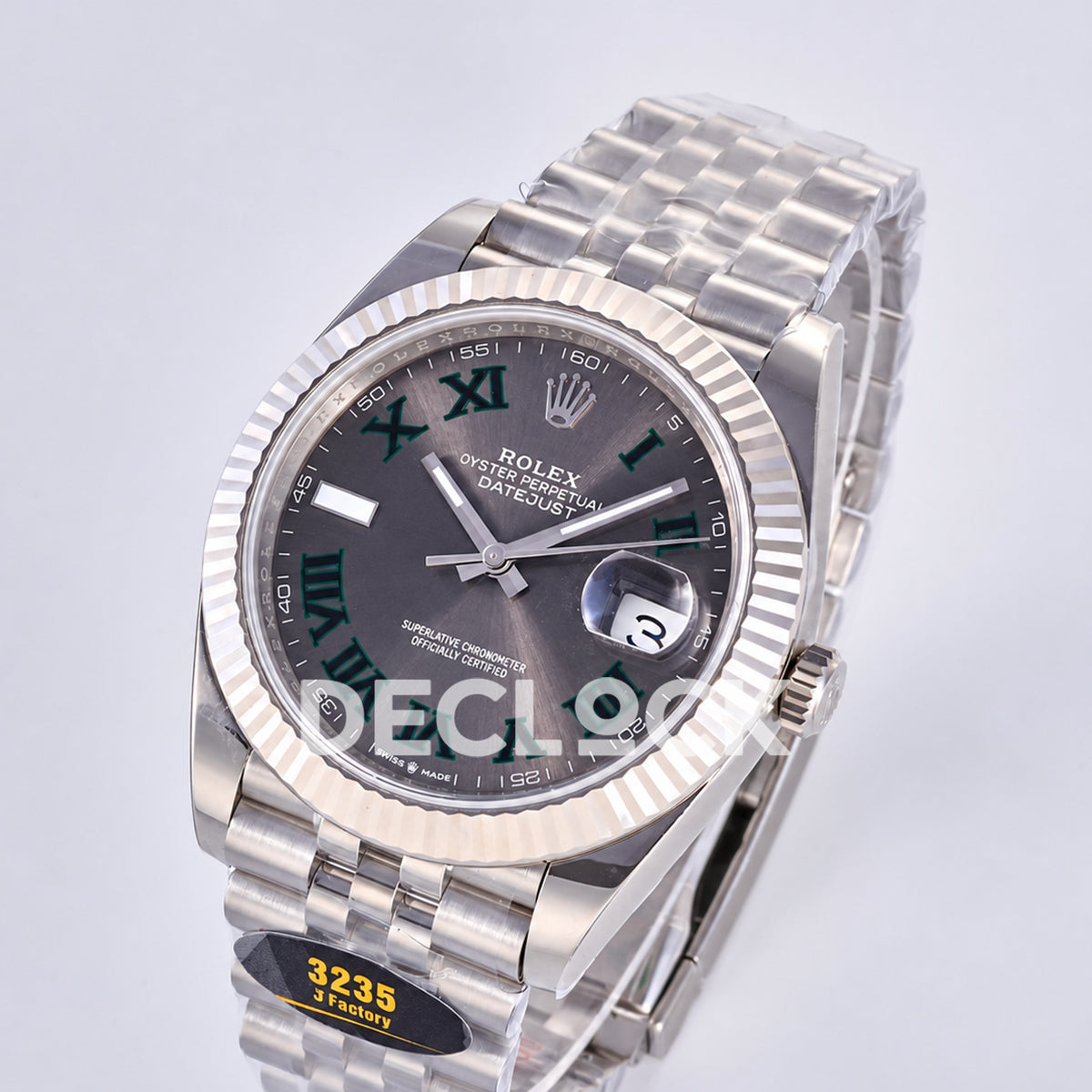 Rolex Datejust 41 126334 Wimbledon Grey Green Roman Dial Jubilee JF JH3235 Free Sprung
