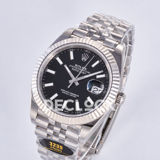 Rolex Datejust 41 126334 Black Stick Dial Jubilee JF JH3235 Free Sprung