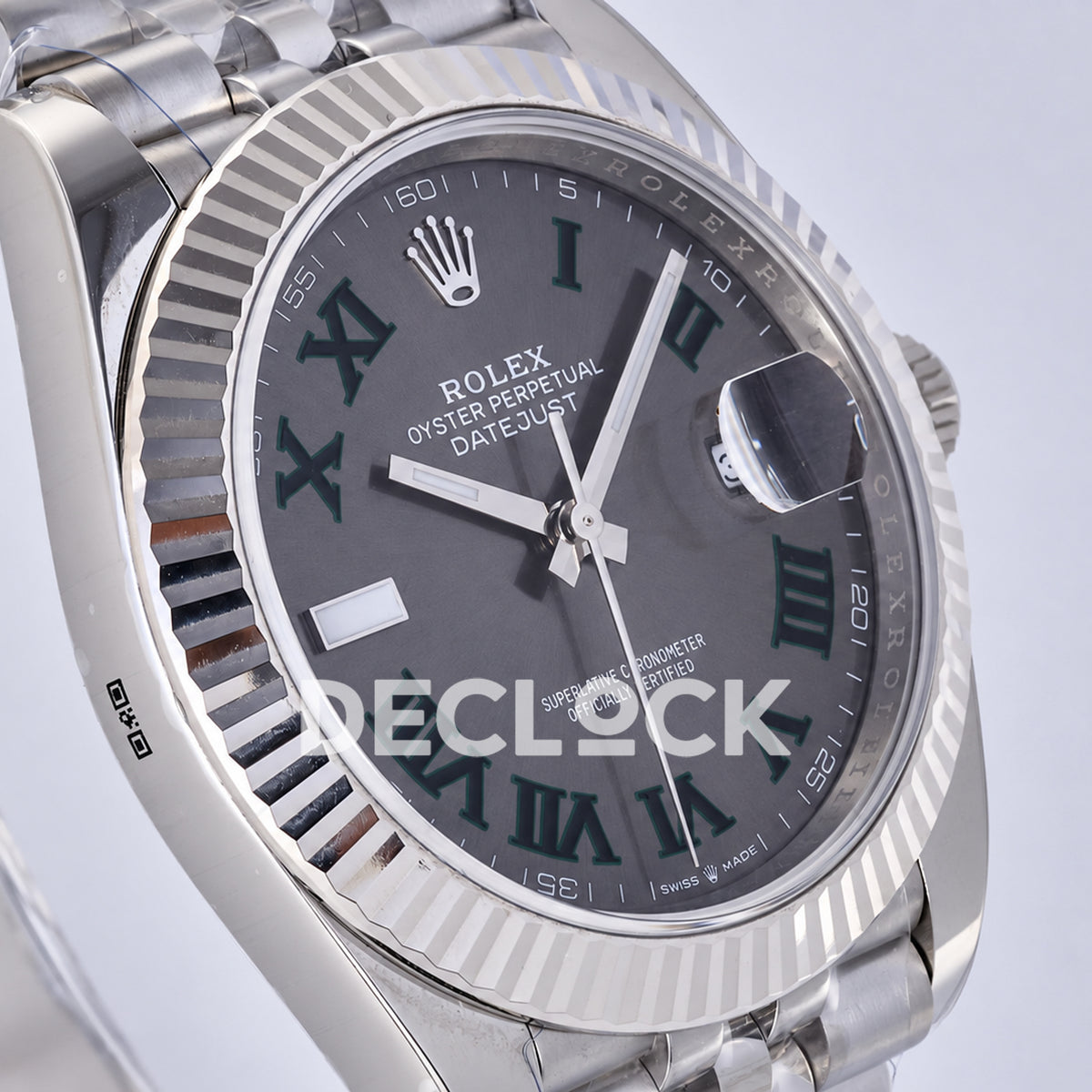 Rolex Datejust 41 126334 Wimbledon Grey Green Roman Dial Jubilee JF JH3235 Free Sprung