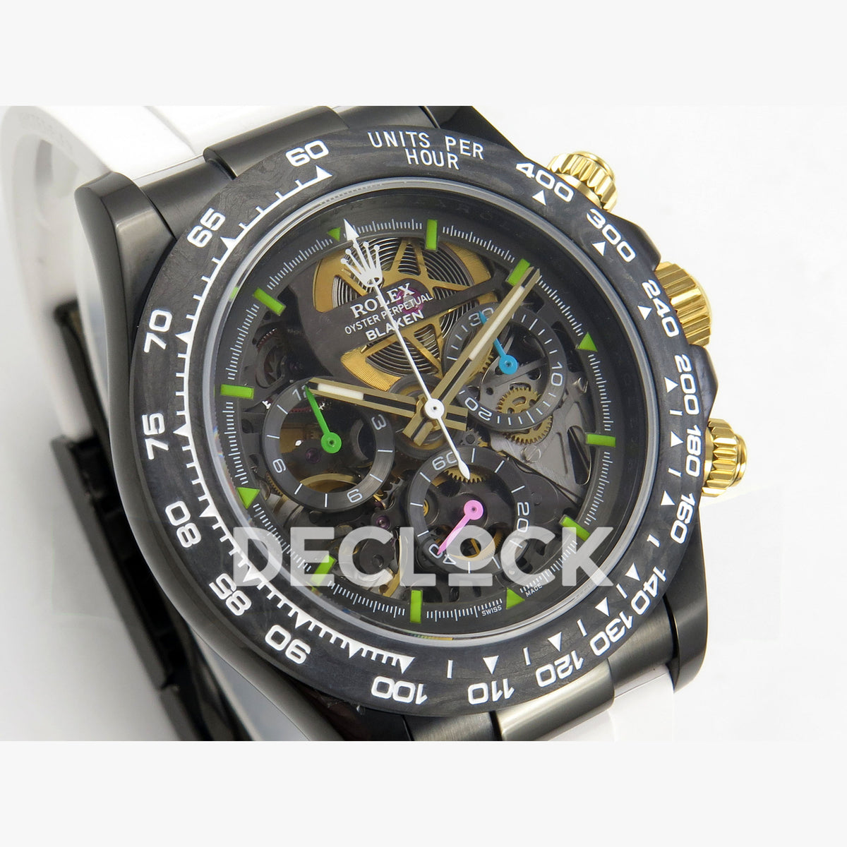 Rolex Daytona Blacken Ceramic Custom PVD SONIC White Rubber SA4130