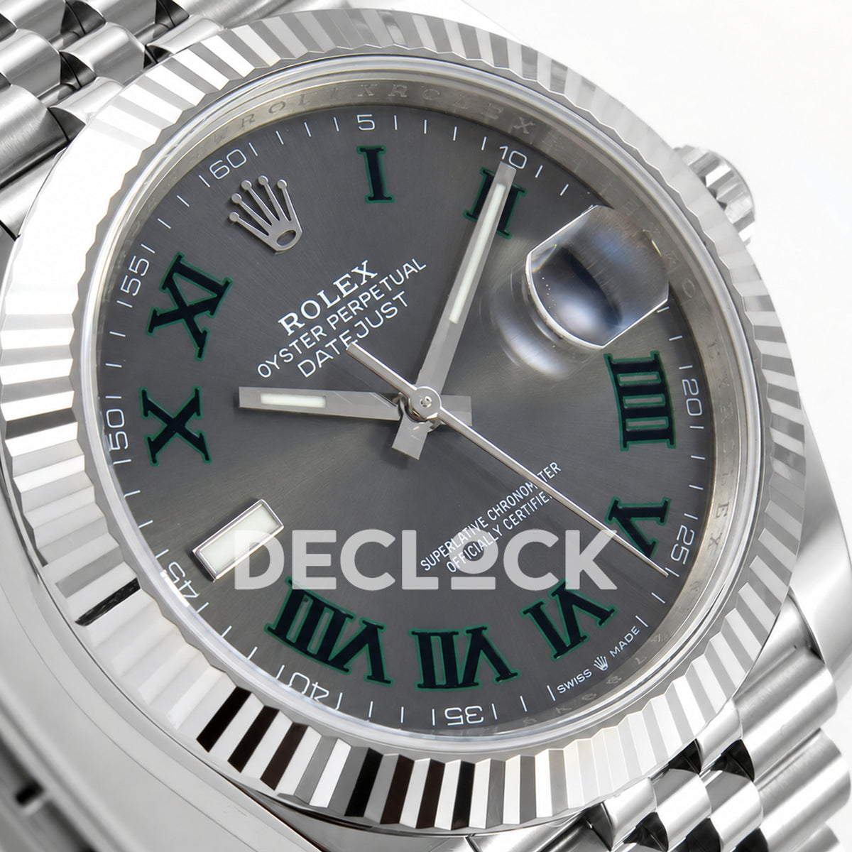 Rolex Datejust 41 126334 Wimbledon Grey Green Roman Dial Jubilee ERF JH3235 Free Sprung