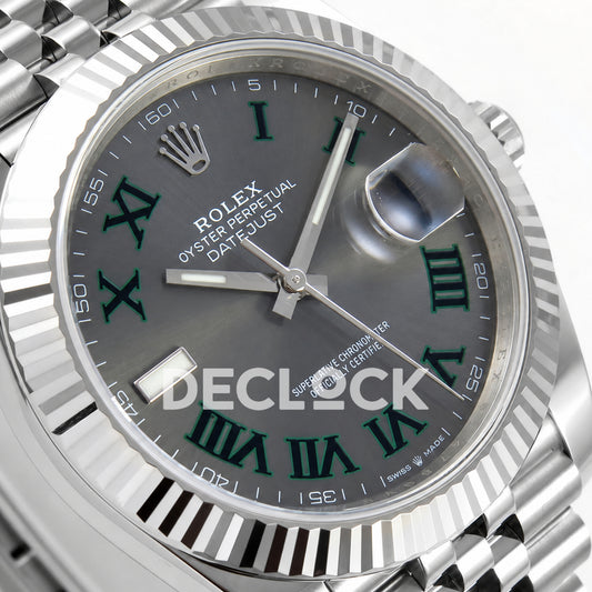 Rolex Datejust 41 126334 Wimbledon Grey Green Roman Dial Jubilee ERF JH3235 Free Sprung