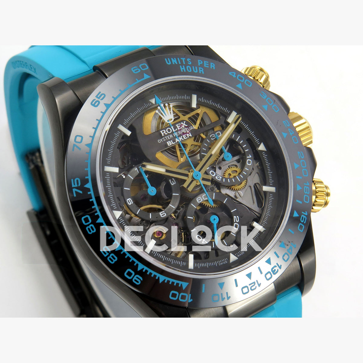 Super Clone Rolex Daytona 126515 Black/RG Stick Dial on Oysterflex Strap DD4131