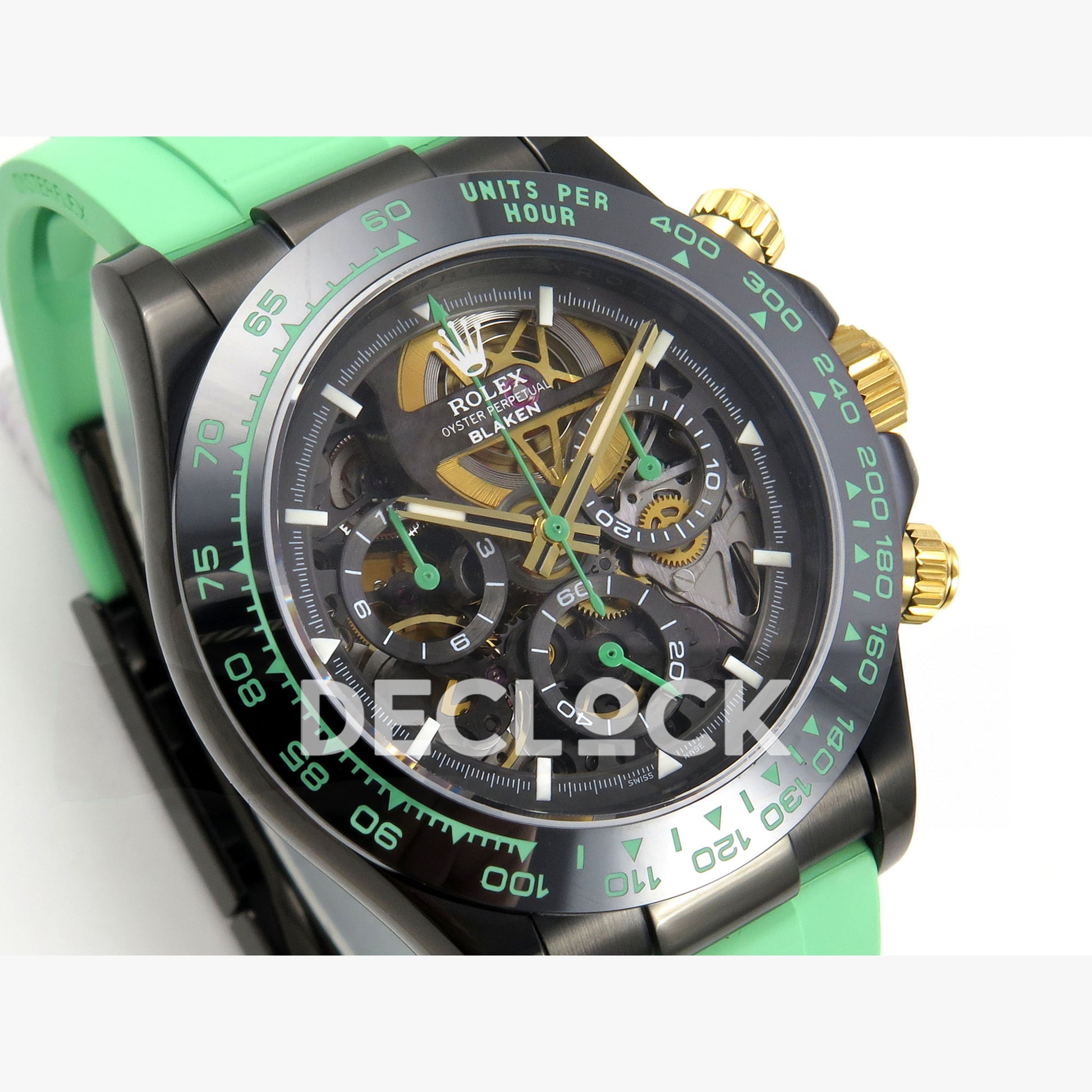 Rolex Daytona Blacken Ceramic Custom PVD SONIC Green Rubber SA4130