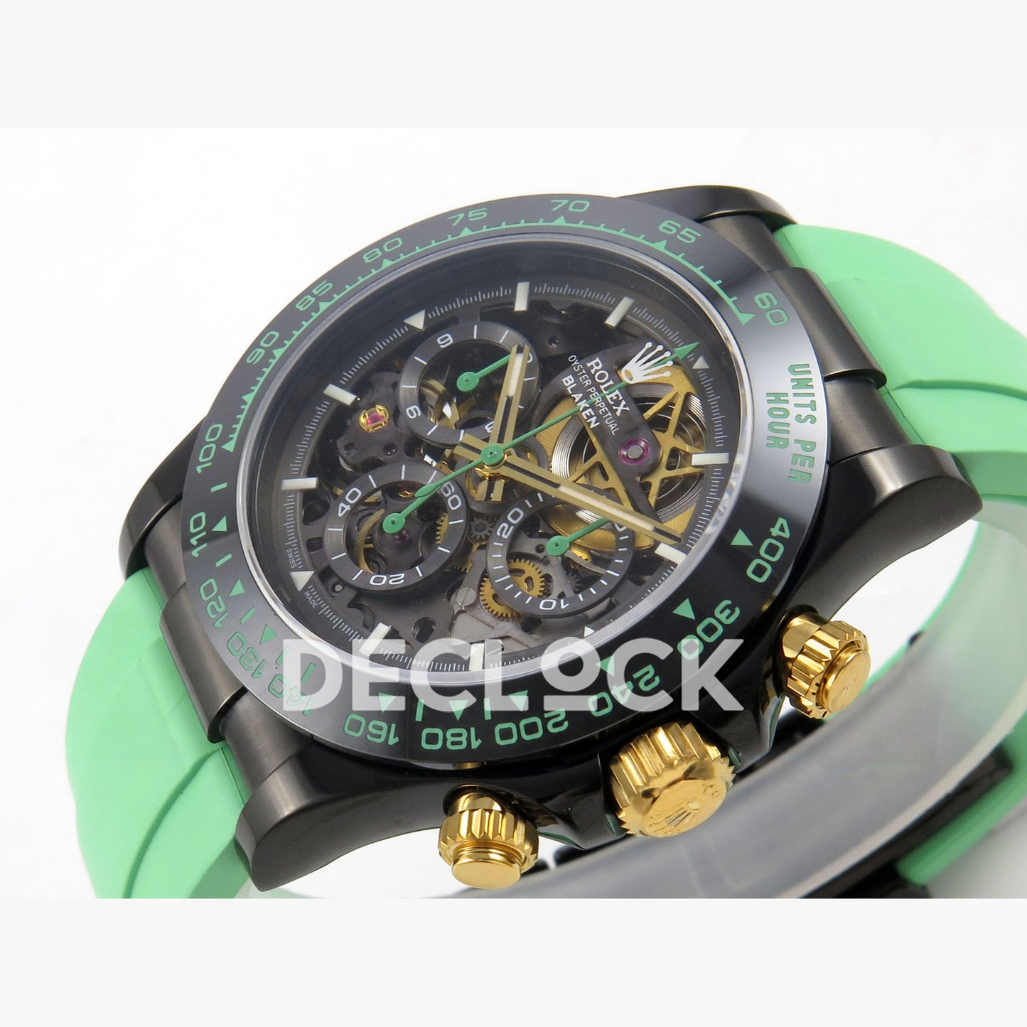 Rolex Daytona Blacken Ceramic Custom PVD SONIC Green Rubber SA4130
