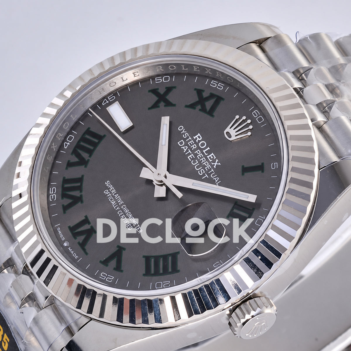 Rolex Datejust 41 126334 Wimbledon Grey Green Roman Dial Jubilee JF JH3235 Free Sprung