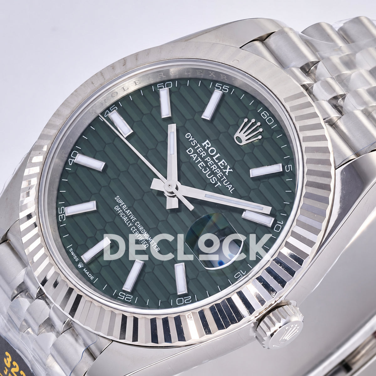 Rolex Datejust 41 126334 Green Textured Stick Dial Jubilee JF JH3235 Free Sprung