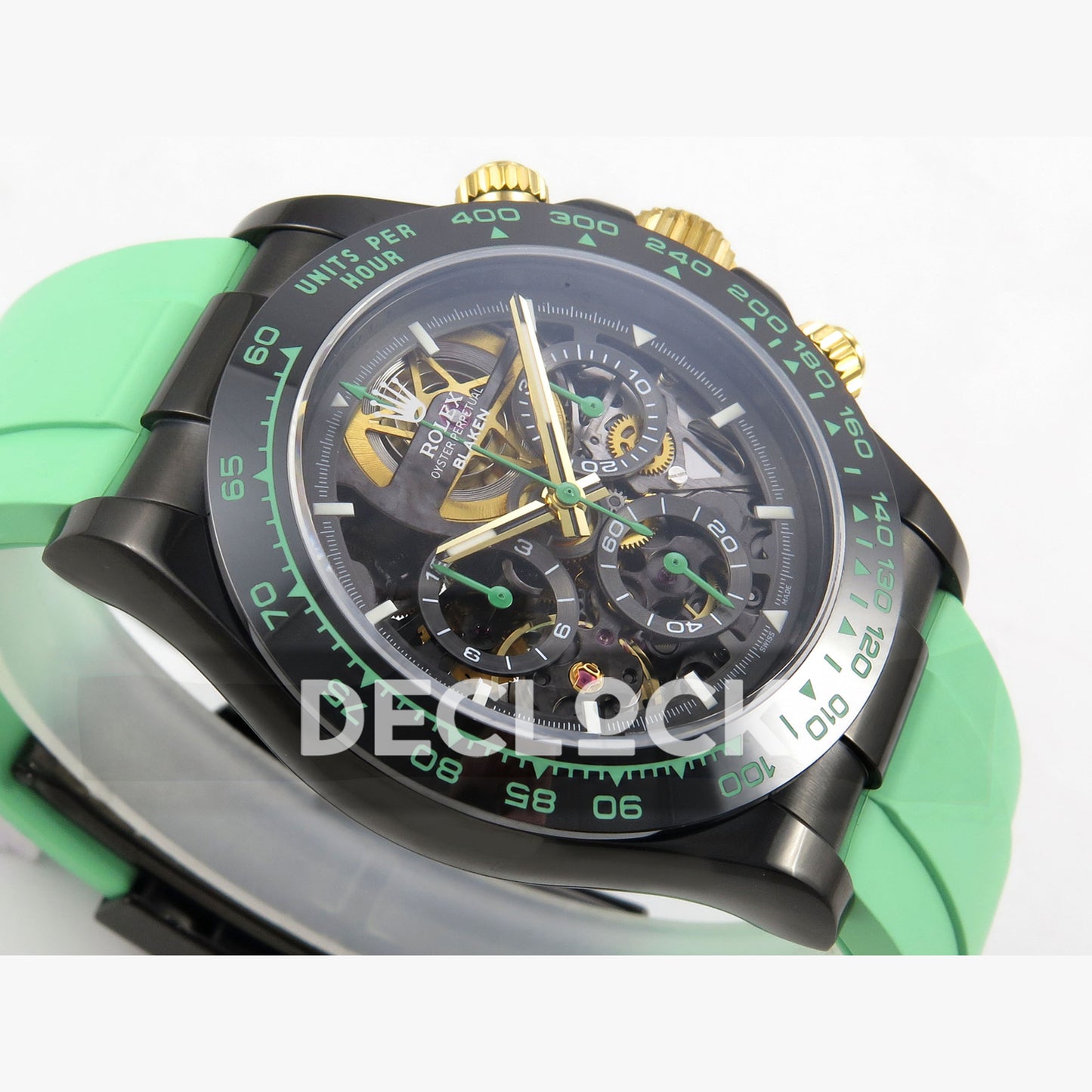 Rolex Daytona Blacken Ceramic Custom PVD SONIC Green Rubber SA4130
