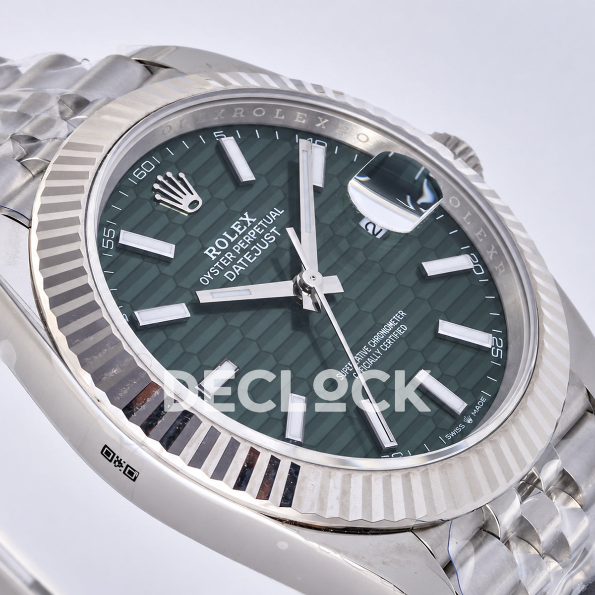 Rolex Datejust 41 126334 Green Textured Stick Dial Jubilee JF JH3235 Free Sprung