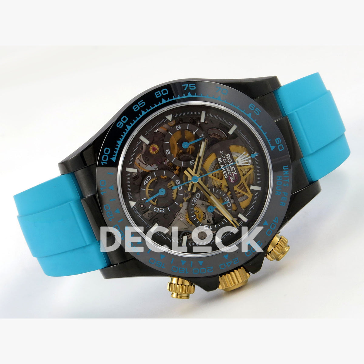 Super Clone Rolex Daytona 126515 Black/RG Stick Dial on Oysterflex Strap DD4131