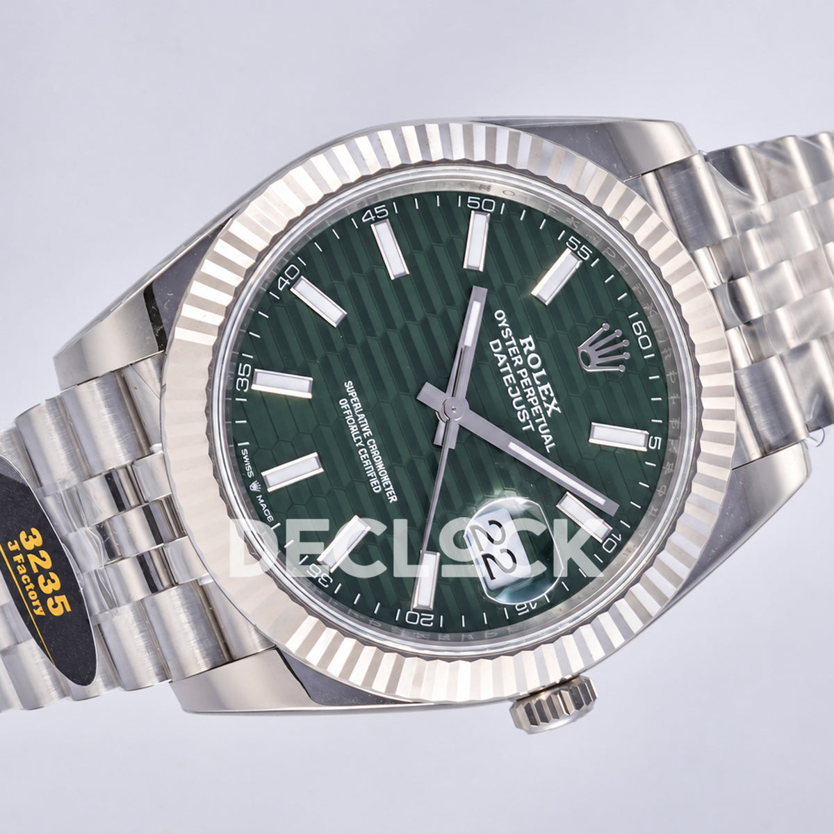 Rolex Datejust 41 126334 Green Textured Stick Dial Jubilee JF JH3235 Free Sprung