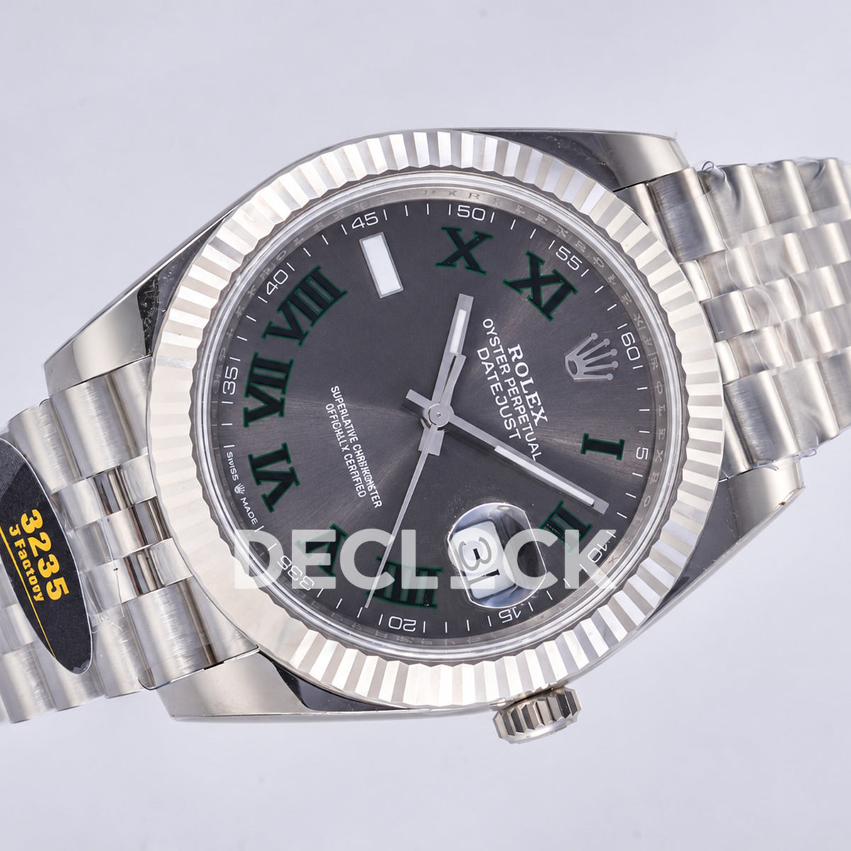 Rolex Datejust 41 126334 Wimbledon Grey Green Roman Dial Jubilee JF JH3235 Free Sprung