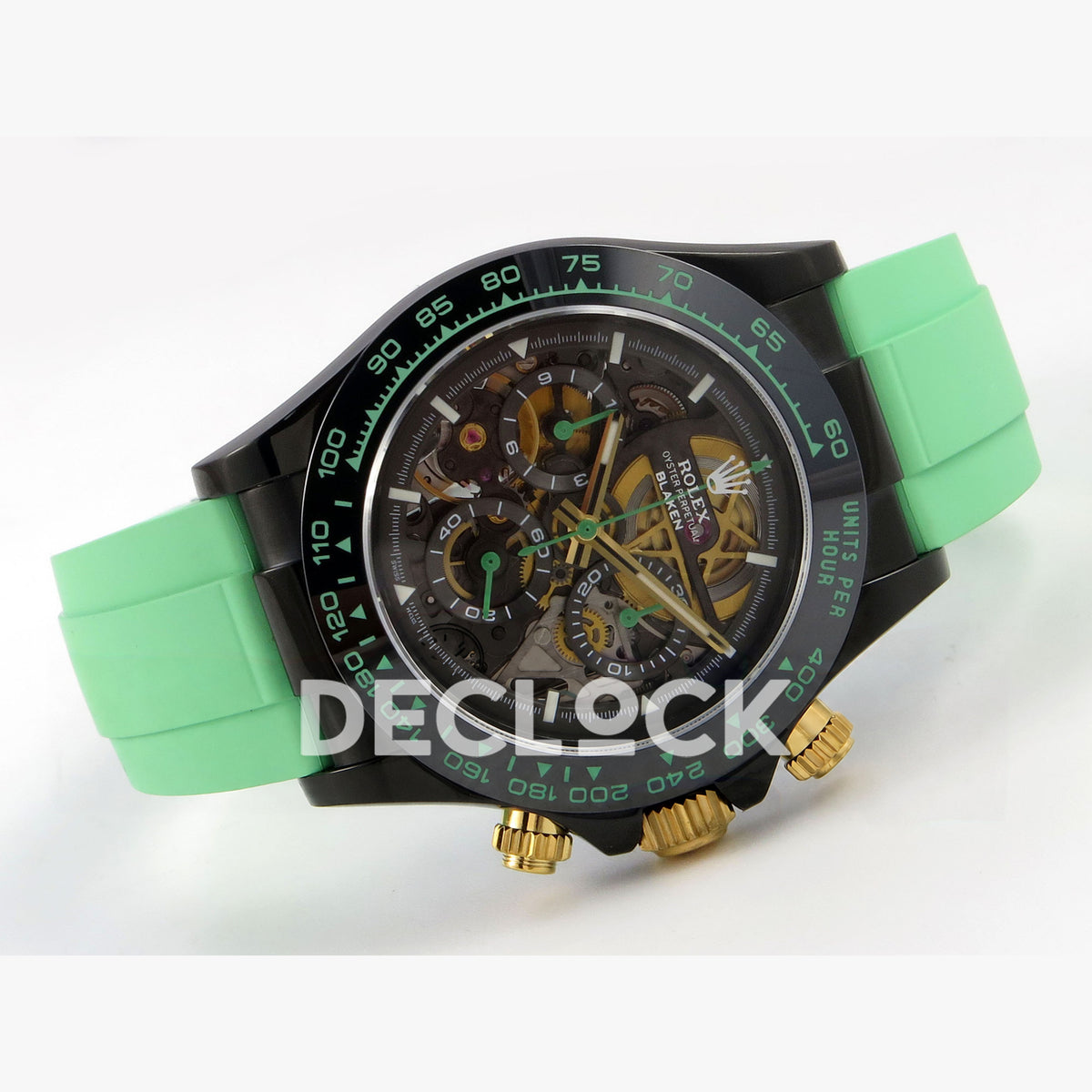 Rolex Daytona Blacken Ceramic Custom PVD SONIC Green Rubber SA4130