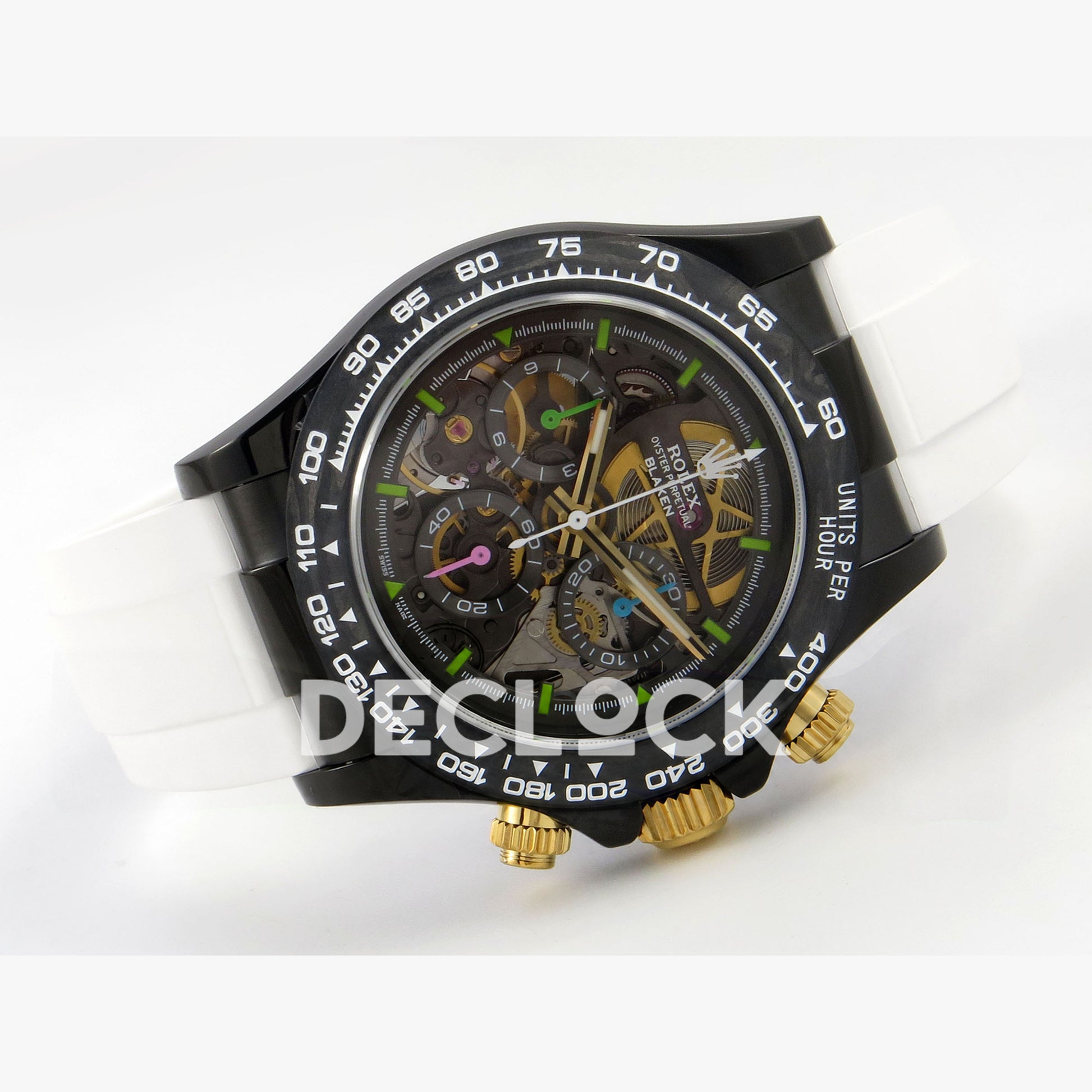 Rolex Daytona Blacken Ceramic Custom PVD SONIC White Rubber SA4130