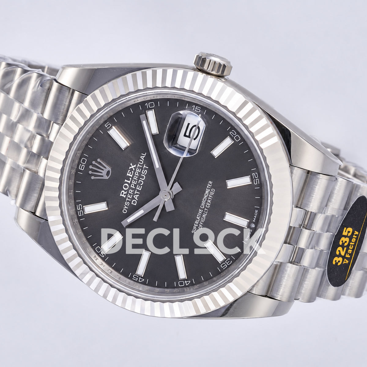 Rolex Datejust 41 126334 Grey Stick Dial Jubilee JF JH3235 Free Sprung