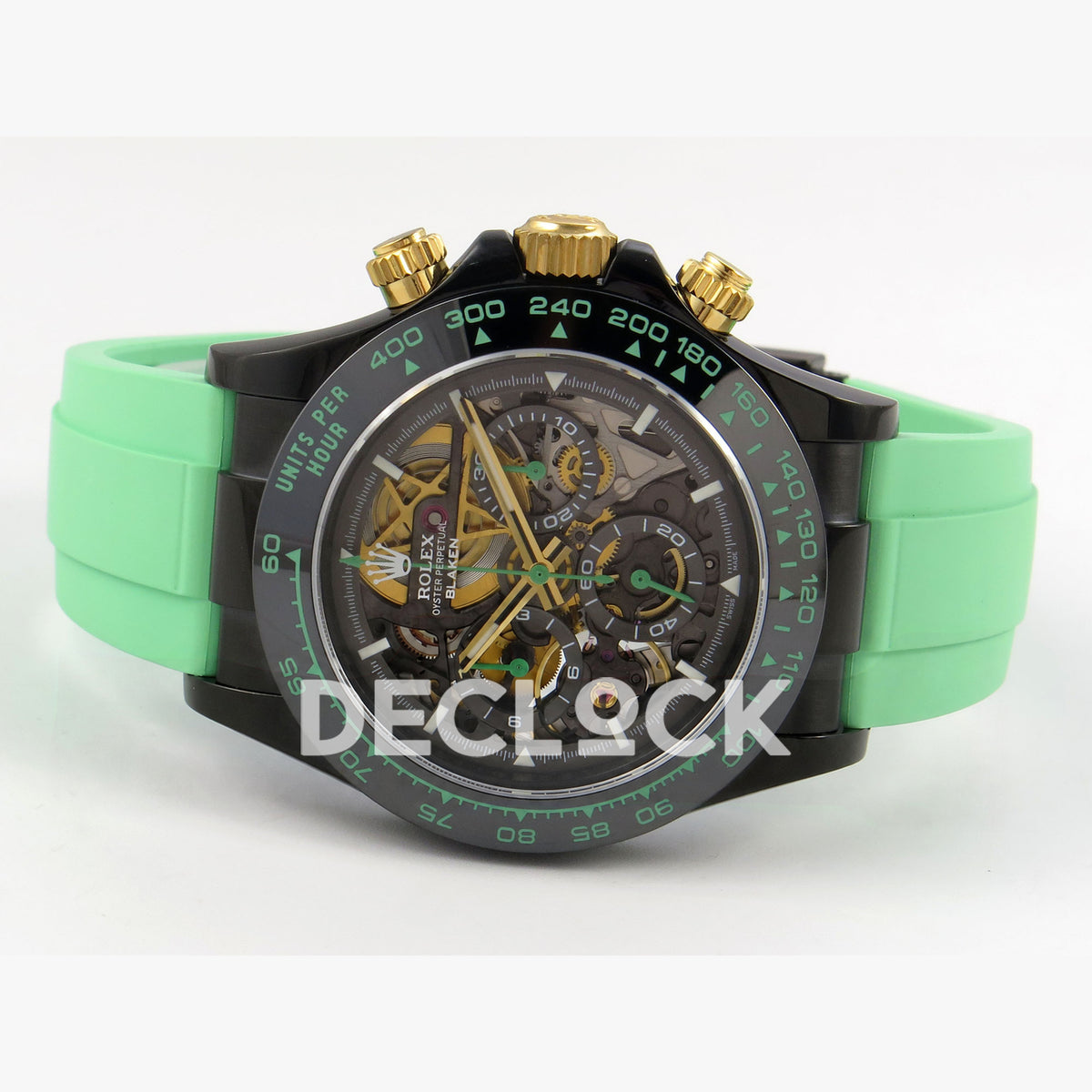 Rolex Daytona Blacken Ceramic Custom PVD SONIC Green Rubber SA4130