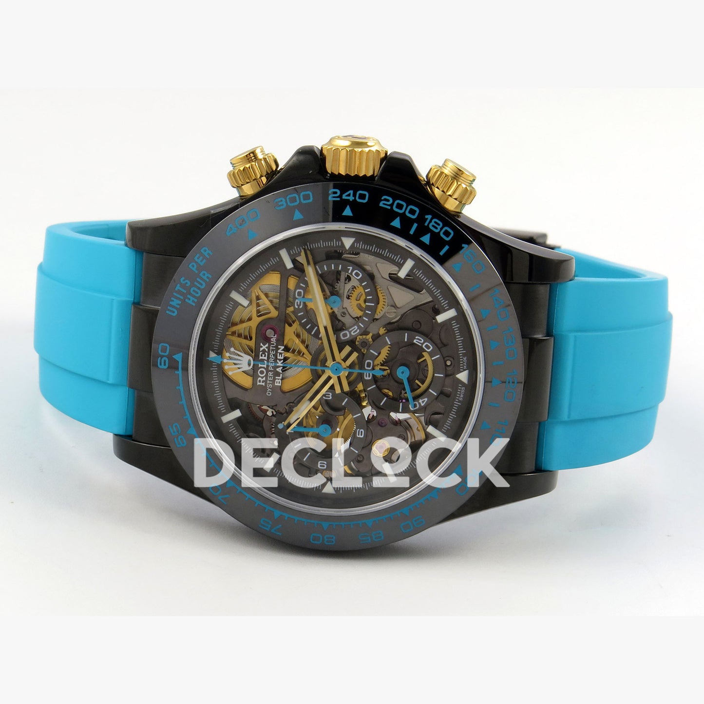 Super Clone Rolex Daytona 126515 Black/RG Stick Dial on Oysterflex Strap DD4131
