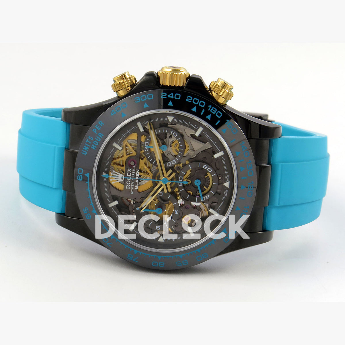 Super Clone Rolex Daytona 126515 Black/RG Stick Dial on Oysterflex Strap DD4131