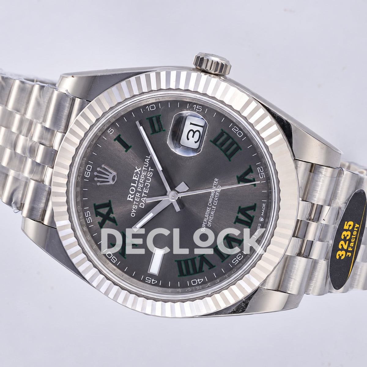 Rolex Datejust 41 126334 Wimbledon Grey Green Roman Dial Jubilee JF JH3235 Free Sprung