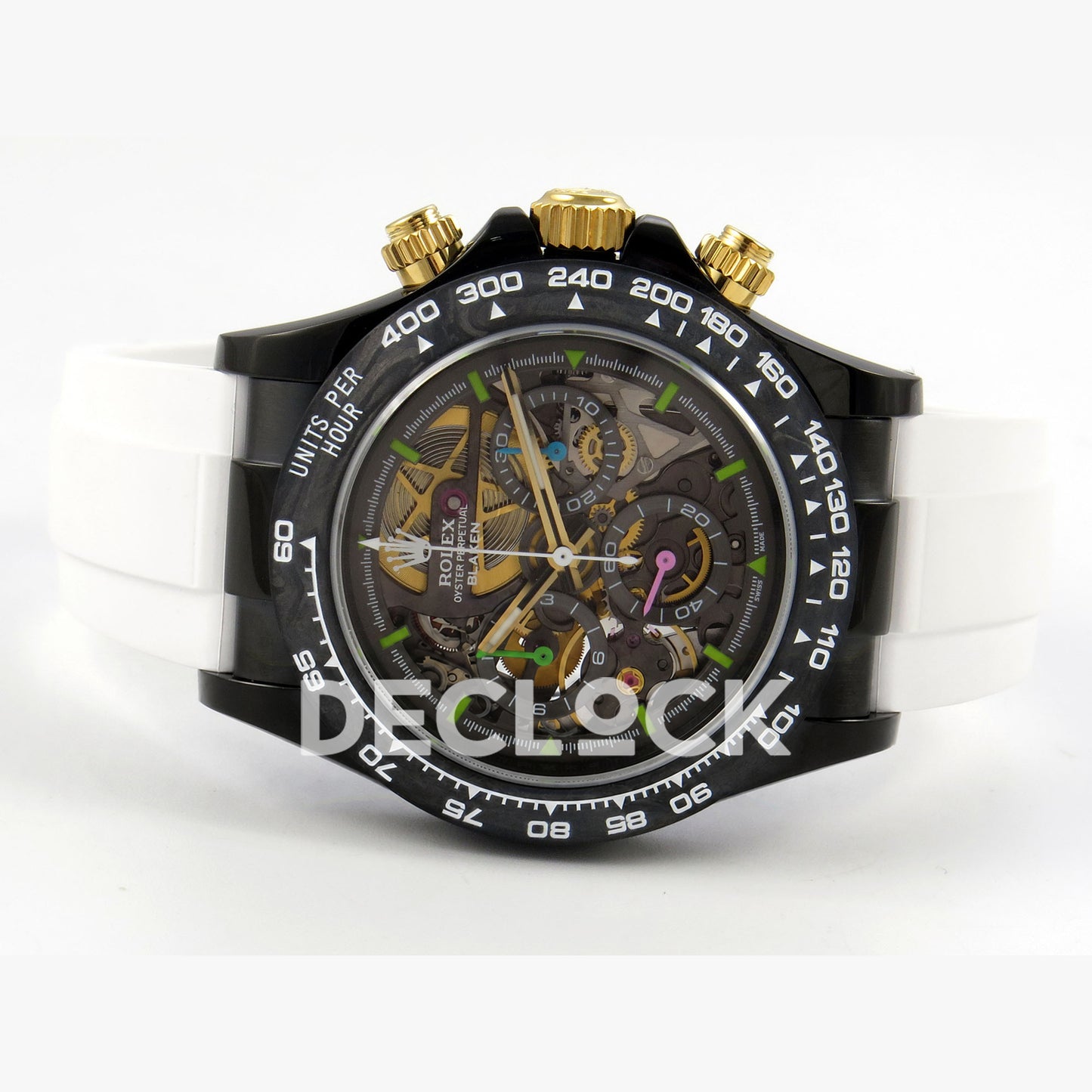 Rolex Daytona Blacken Ceramic Custom PVD SONIC White Rubber SA4130