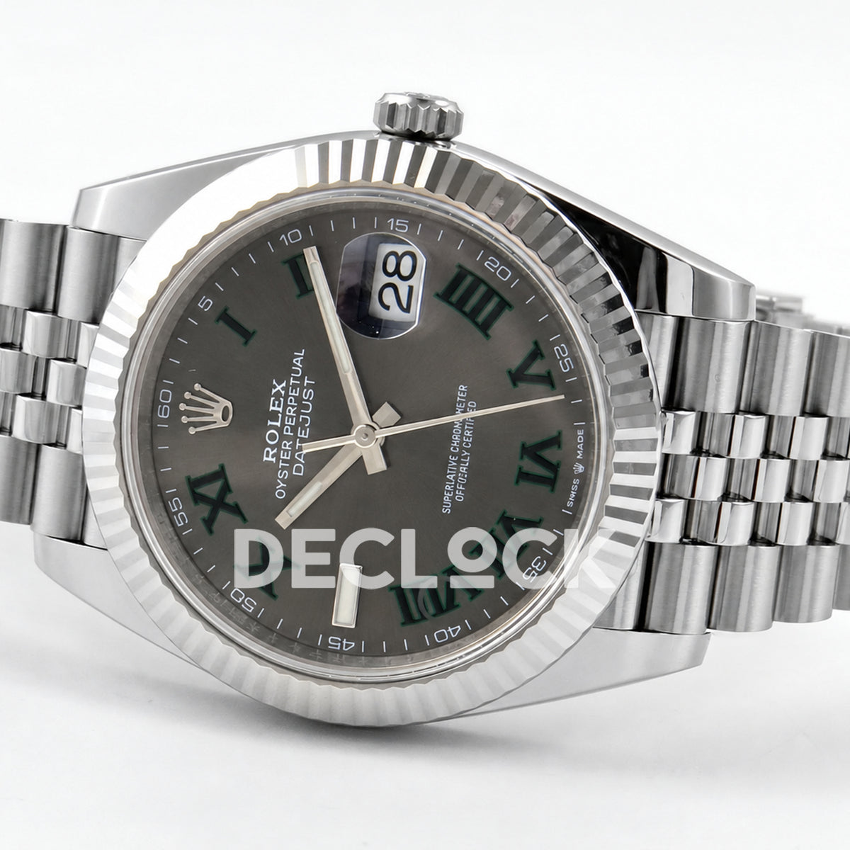 Rolex Datejust 41 126334 Wimbledon Grey Green Roman Dial Jubilee ERF JH3235 Free Sprung